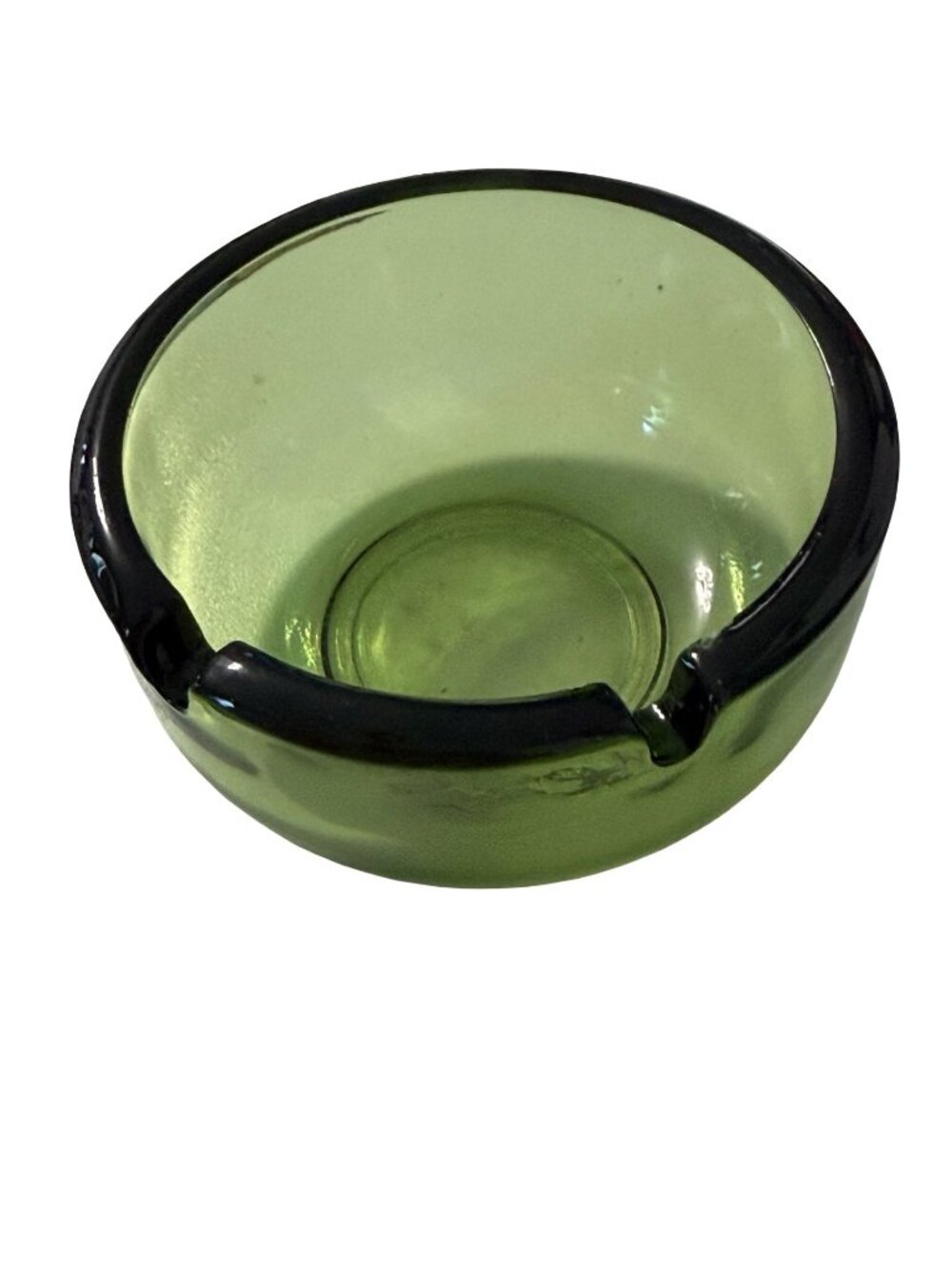 Vintage Olive Green Glass Dip Bowl Small Serving Bowl Mid Century Glassware